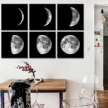 Mėnulis Mėnulio Užtemimas Procesas Kraštovaizdžio Apdailos Dažymo Kambarį Tyrimą, Kabinti Paveikslų Namų Puošybai Sienos Menas Drobė, Aliejus