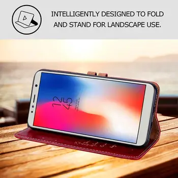 Naftos Vaškas Modelis Odos Flip Case For Samsung Galaxy A3 A5 2016 2017 A6 A8 + A7 A9 2018 G530 Piniginės Kortelės Lizdo Laikiklį Stovo Dangtelis