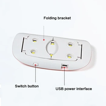 Nagų Lempa 6w Mini Rožinis Baltas Nagų Džiovintuvas UV/LED lempoje Užsakymą Modelių Nešiojamų USB Sąsają Patogu Naudoti Namuose, Didmeninė