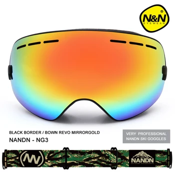 NANDN snieglenčių slidinėjimo akiniai dukart sluoksnių UV400 anti-rūko didelis slidinėjimo kaukę, akinius, slidinėjimo