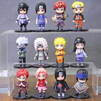 Naruto, Naruto Shippuden Hinata Sasuke Sakura Itachi Kakashi Gaara Jiraiya PVC Duomenys Kolekcines, Žaislai, 12pcs/set