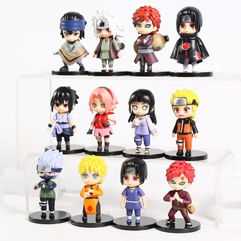 Naruto, Naruto Shippuden Hinata Sasuke Sakura Itachi Kakashi Gaara Jiraiya PVC Duomenys Kolekcines, Žaislai, 12pcs/set
