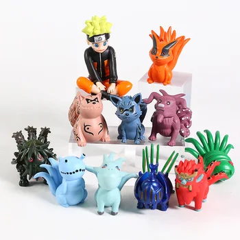 NARUTO Vaikas Uzumaki Naruto ir Bijuu PVC PVC Figūrėlės Modelis Žaislas, Lėlė Dovana, 11 Vnt./rinkinys