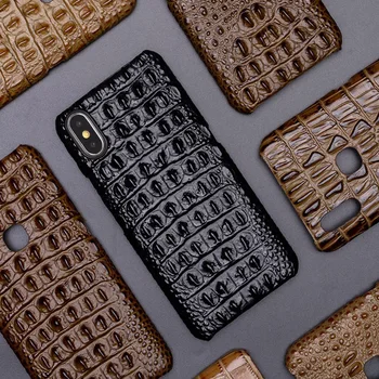 Natūralios odos mobilaus telefono dėklas skirtas Apple iPhone 7 8 Plus X Xs Max XR 11 12 Pro Max 12mini Ckhb-18k Prabangus krokodilo Grūdų