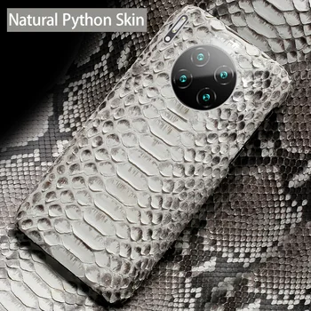 Natūralios Odos Telefoną Atveju Huawei Mate 30 20X 9 P20 30 Lite P40 Garbę V30 20 20S 10 9X Pro Gamtos Python Gyvatė Odos Apima