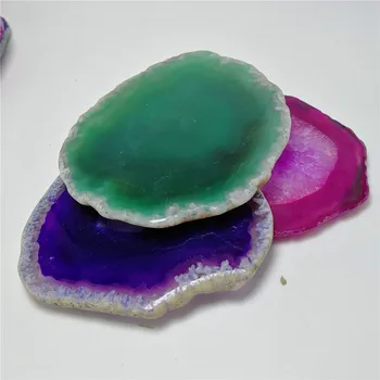 Natūralus akmuo agatas gabalas aukštos kokybės violetinė mėlyna žalia kvarco kristalo gabalas apdaila didmeninė kaina 70-90mm