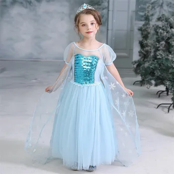 Nauja Elsa suknelė ilgomis rankovėmis mergina kostiumas sniego karalienė šalis suknelė Anna mergaičių drabužius vestidos infantis Congelados disfraz princesa