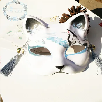 Nauja Japonų Privačių Fox Mask Rankomis dažyti Kačių Natsume ' s Knyga Draugų Plaušienos Fox Pusę Veido Kaukė Helovyno Cosplay Gyvūnų Kaukės