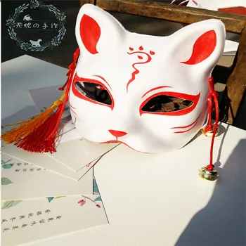 Nauja Japonų Privačių Fox Mask Rankomis dažyti Kačių Natsume ' s Knyga Draugų Plaušienos Fox Pusę Veido Kaukė Helovyno Cosplay Gyvūnų Kaukės
