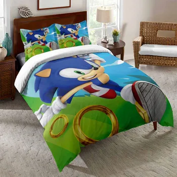 Nauja Mėlyna, Sonic The Hedgehog Patalynės Komplektas Animacinių filmų Suaugusiems, Vaikams, 3d Atspausdintas Antklode Padengti Rinkinys su Užvalkalas Twin Visą Karalienė King Size