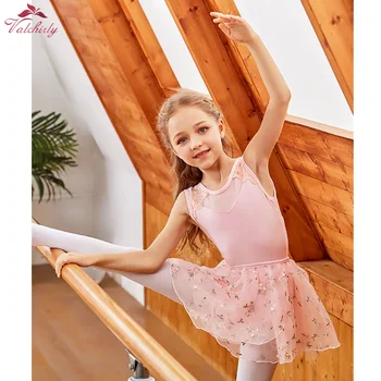 Nauja Rožinė Mergaičių Baleto Suknelė Šokio Kostiumai Vaikams Bodysuit su Siuvinėjimo Minkštas Tutu Sijonas