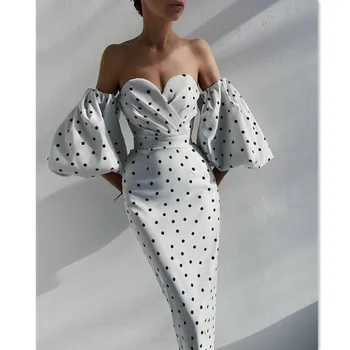 Nauja Rudens Žiemos Vasaros Seksualus, Elegantiškas Stebėjimo Dot Suknelė Aukšto Juosmens Ilgomis Rankovėmis Naktį Šalies Suknelės 2021 Moterų Mados Drabužiai