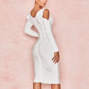 Nauja Seksuali Klubas Vakare Šalies Tvarstis Suknelė Moterims 2021 Tuščiaviduriai Iš Baltos Mados Įžymybė Ponios Drabužiai Ilgą Rudenį Suknelės