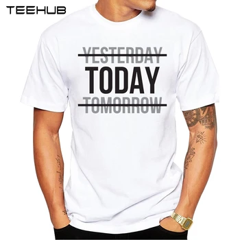 Nauja siunta 2019 TEEHUB Kietas Vyrų Mados Vakar, Šiandien, Rytoj Dizaino Marškinėliai trumpomis Rankovėmis O-kaklo Viršūnes Hipster Tee