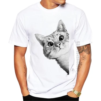 Nauja siunta Paslėptą Katė Vyrų Marškinėliai Cute Kačių Atspausdintas t-shirt Medvilnės Atsitiktinis Pagrindinio Viršūnes Kietas Tee Marškinėliai