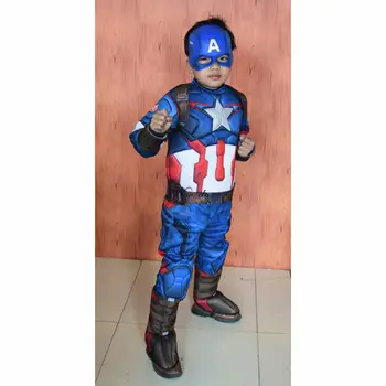 Nauja Vaikai Kapitonas Raumenų Superhero Jumpsuit Kostiumas Berniukams Super Herojai Cosplay Kostiumų Karnavalas, Gimtadienis