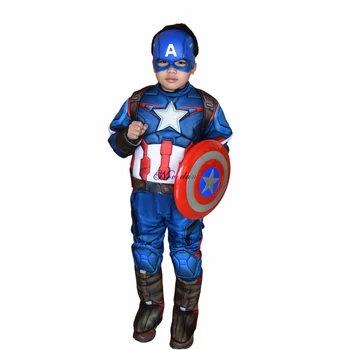 Nauja Vaikai Kapitonas Raumenų Superhero Jumpsuit Kostiumas Berniukams Super Herojai Cosplay Kostiumų Karnavalas, Gimtadienis