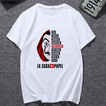 Nauja vasaros Pinigus Heist Harajuku Marškinėliai Moterims La Casa De Papel Hip-Hop marškinėliai Mados Namai Popieriaus Marškinėlius Viršuje Moterų drabužiai