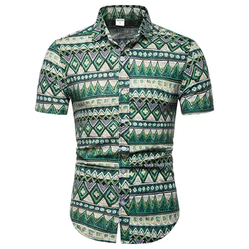 Nauja Vasaros Stiliaus Lino Havajų Marškinėliai Spalvotų Kratinys trumparankoviai Mens Marškinėliai Vyrams, Atsitiktinis Paplūdimio Camisas Masculina 5XL