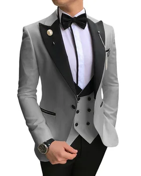 Nauja Violetinė Kostiumai Vyrams 2020 M Slim Fit 3 Gabalus Jaunikis Kostiumą Dvigubo Breasted Vest Tuxedos Vyrų Vestuvių Kostiumą Geriausią Vyro Švarkas