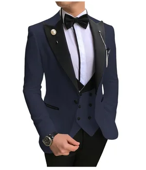 Nauja Violetinė Kostiumai Vyrams 2020 M Slim Fit 3 Gabalus Jaunikis Kostiumą Dvigubo Breasted Vest Tuxedos Vyrų Vestuvių Kostiumą Geriausią Vyro Švarkas