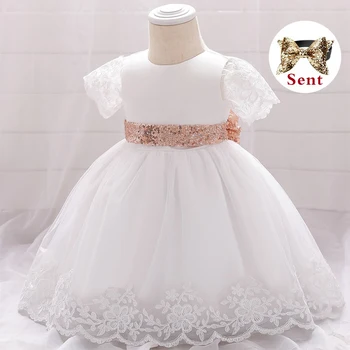 Naujagimių Baby Girl Dress krik 3-24M Kūdikių, Mergaičių Suknelės Vestido pearl gėlių rankovių gimtadienio princess tutu suknelė