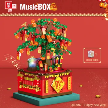 Naujametė Vakarienė Kinkanas Medžio Music Box 2021 Miestas Kūrėjas Statybiniai Blokai, Plytos Draugų Mergaitė 