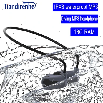 Naujas 16G IPX8 Vandeniui Plaukimo MP3 ir Bluetooth ausinių Kaulais MP3 Grotuvas Lauko Sporto ausinių MP3, nardymas