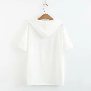 Naujas 2021 m. vasarą Korėja plius dydis viršūnes moterų dideli laisvi trumpas rankovės medvilnės spausdinti hoodie T-shirt balta mėlyna 3XL 4XL 5XL 6XL