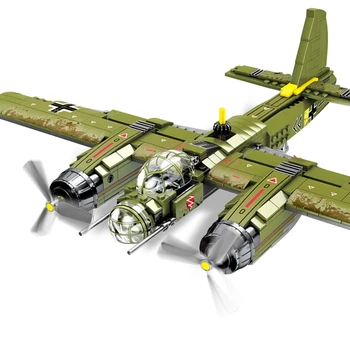 Naujas 559pcs WW2 Karinės Serijos, Ju-88 Bombonešis Blokai Modelis vokiečių Armijos Orlaivių Plytų Žaislai Chlidren
