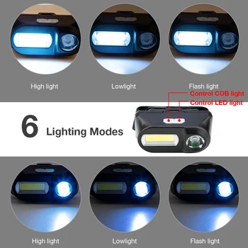 Naujas 6 režimai 1 COB 1 LED Šviesų Žibintai Žibintas Žibintuvėlis USB Įkrovimo 18650 Žibintuvėlis, Kempingas, Žygiai, Naktį Žvejybos Šviesos