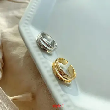 NAUJAS 925 sterlingas sidabro žiedas mados nereguliarus ins žiedas dvigubo sluoksnio atidarymo reguliuojamas tendencija laukinių moterų, mergaičių rankų papuošalai