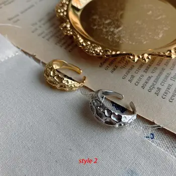 NAUJAS 925 sterlingas sidabro žiedas mados nereguliarus ins žiedas dvigubo sluoksnio atidarymo reguliuojamas tendencija laukinių moterų, mergaičių rankų papuošalai