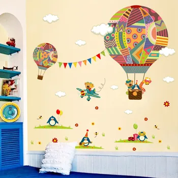 Naujas animacijos karšto oro baliono sienų lipdukai vaikų kambarys darželio aplinka išdėstymą, sienų lipdukai Nuimamas Dailės Freskos Z824
