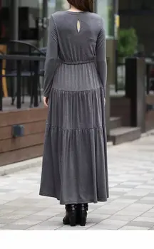 Naujas atvykimo 2020 m. rudens žiemos modalinis ilgomis rankovėmis moterų suknelė boho stiliaus aukšto liemens apdaras femme plius dydis moterų atsitiktinis suknelė