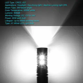 Naujas Atvykimo 2vnt H1 H3 LED Lemputė, priekinis žibintas atsparus Vandeniui Super Šviesus Priešrūkinis Žibintas Veikia Šviesos 6000K Balta Lašas Laivybos