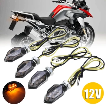 Naujas Atvykimo 4pcs Mini Motociklas Dūmų Objektyvas 5LED Posūkio Signalo Indikatorių Lemputė Gintaro Motociklo Apšvietimas