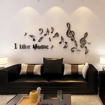 Naujas Atvykimo Patinka Muzika Akrilo Sienų Lipdukai Kambarį Muzikos Klasėje Miegamojo Puošmena Kūrybos 3D Lipdukas, Namų Baldai