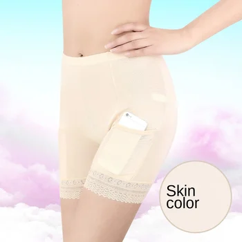 Naujas Atvykimo Sexy nėrinių pusėje su kišenėje išlaikyti iš šviesos moterų saugumo kelnes vidurio juosmens modalinis kelnaitės trumpas triko moterims