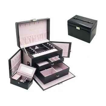 Naujas aukštos klasės juvelyrikos dovanų dėžutė medinė paprasta kūrybos kosmetikos dėžutė 3 sluoksnis papuošalų laikymo dėžutė odos dėžutė ir stendas