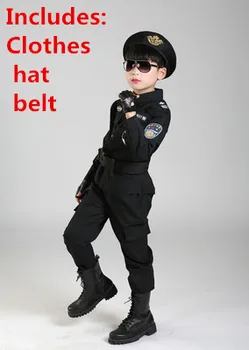 Naujas Berniukai Policininkai Kostiumai Vaikams Cosplay Vaikams Armijos, Policijos Uniformą Drabužių Rinkinys Ilgomis Rankovėmis Kovos Veiklos Uniformos