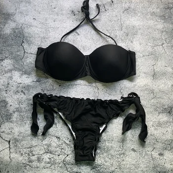 Naujas Bikini 2019 Seksualus Tvarstis Moterų Maudymosi Kostiumėlį Bikini Komplektas Push Up Maudymosi Kostiumėliai, Moterų Vientisos Spalvos Maudymosi Kostiumą Plaukti Brazilijos Biquini