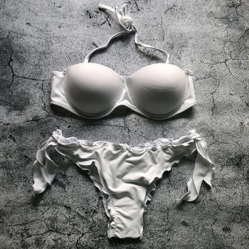 Naujas Bikini 2019 Seksualus Tvarstis Moterų Maudymosi Kostiumėlį Bikini Komplektas Push Up Maudymosi Kostiumėliai, Moterų Vientisos Spalvos Maudymosi Kostiumą Plaukti Brazilijos Biquini