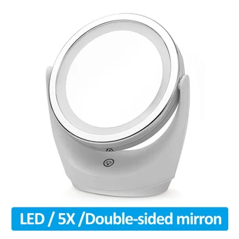 Naujas Darbalaukio makiažo Veidrodėliai Touch LED Didinamojo Stiklo, 5X Priartinimas Dvipusis Veidrodis Makiažo Priemonė, 360 Laipsnių Besisukantis Veidrodis