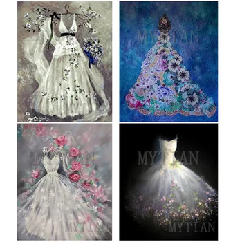 Naujas Diamond Siuvinėjimo Vestuvių Suknelė Deimantas Mozaikos Kvadratiniu/Apvalus Grąžtai Namų Puošybai Kūrinys Diamond Tapyba