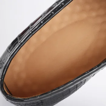 Naujas Dizainas Žirniai batai vyriški natūralios odos didelės vienintelis laisvalaikio bateliai krokodilas pilvo vyrų mokasīni, Pradedantiesiems Gumos nemokamas pristatymas