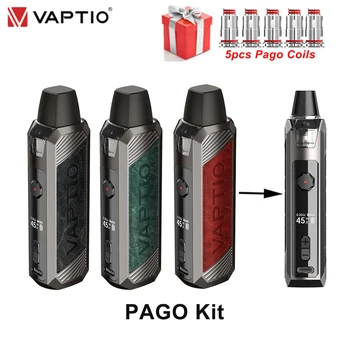 Naujas Elektroninių Cigarečių Vaptio PAGO Rinkinys 4.3 ml Kasetė & 1500mAh Baterija 45W Box mod garintuvas Pod E-cig vape Pod Kit Mod