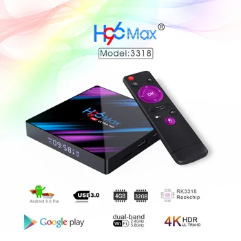 Naujas H96 Max Belaidžio Dvigubo WIFI TV Set-top Box PK3318 4G+32G Smart 4K TV Box Skaitmeninis Ekranas Android 9.0 Quad Core 2019