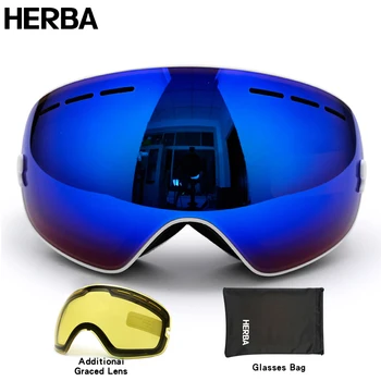 Naujas HERBA prekės slidinėjimo akiniai dvigubai UV400 anti-rūko didelis slidinėjimo kaukę, akinius, slidinėjimo, vyrų, moterų, sniego snieglentės akiniai HB3-2