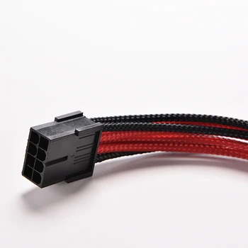 Naujas Juodas Raudonas Rankovėmis 8 Pin 4 Pin + 4 Pin 30cm ATX Valdybos PSU Maitinimo ilgiklis Vielos
